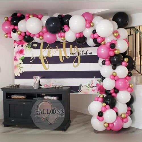 152pcs Black Hot Pink Balloon Garland Kit as Backdrop For Baby Shower Birthday Party Decorations Wedding Balloon Party Globos
