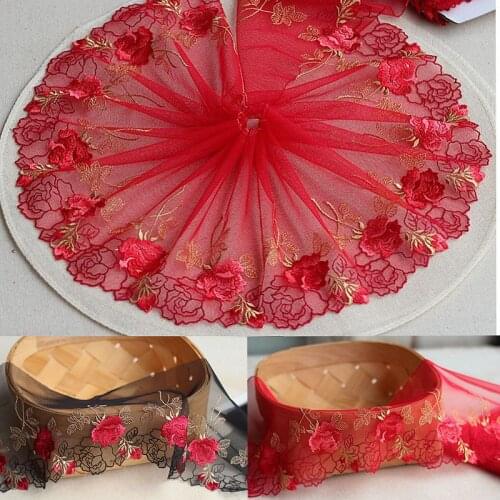 2yards/lot 7.09Inches Wide Embroidered Tulle Lace trim mesh lace trim~red ~ 2 color~High Quality