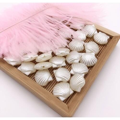 20pcs 14x16mm Charm Ivory Color Pearl Shell Shape Loose Spacer Acrylic Bead For Jewelry Making DIY Necklace Bracelet Accessories