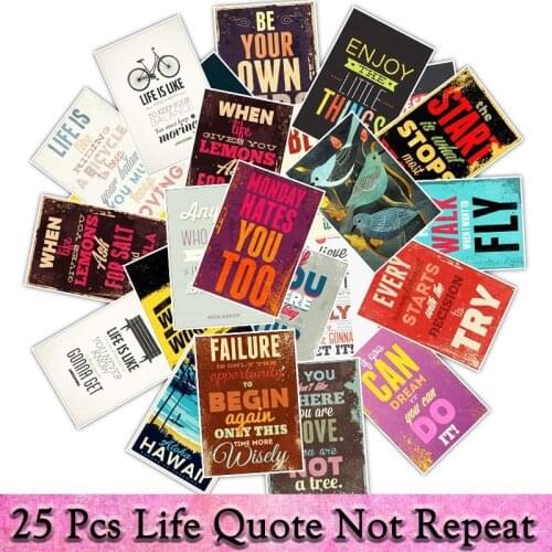 25pcs Inspirational Mottos Stickers Room Decoration Home Wall Decor Sticker Laptop Car Moto Skateboard Luggage Guitar Stickers