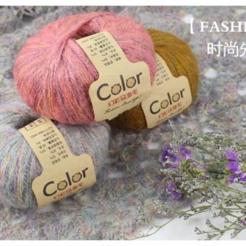 3pcs Colorful Mohair 50G Medium and Small MOHAI Angora Long Velvet Color Section Wool Yarn Hand-Woven Wool Ball Cotton Yarn