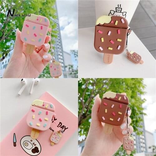 3D Ice Cream Case For Airpods 1 2 Soft Silicone Cute Cover Bluetooth Earphone Charging Box Protective Shell For Airpods Pro 3