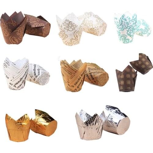 50Pcs/set Oilproof Cupcake Liner Baking Cup Muffin Box Cup Cake Decorating Tools Muffin Wrap Cases Tulip Muffin Cupcake Paper