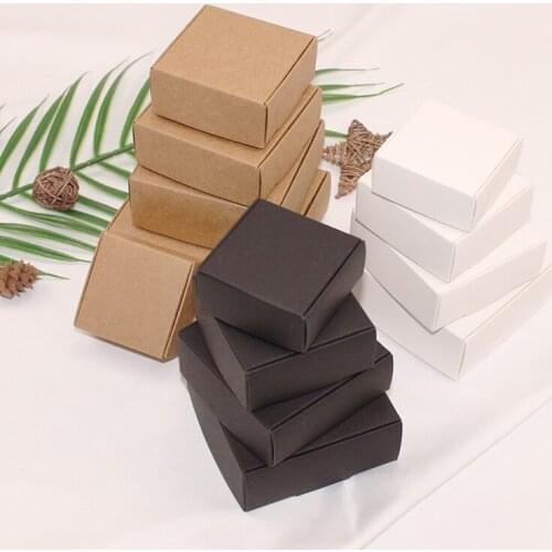 50pcs Kraft Paper Packaging Gift Box Square Wedding Baby Shower Cookie Candy Boxes Handmade Soap Box Vanlentines Day Favors