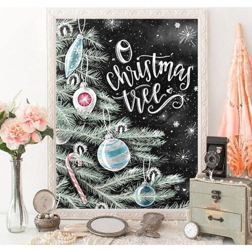 5D Diamond Painting Christmas Tree Landscape Full Drill Square Diamond Embroidery Cross Stitch Christmas Decor for Home Gift