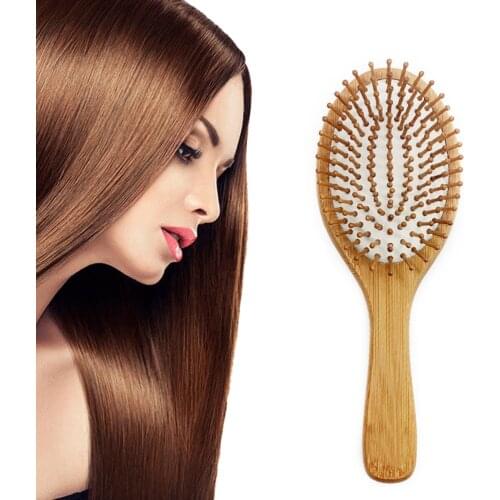 Unisex Anti-static Organic Bamboo Hair Styling Tools Brush Women Men Less Static Scalp Massage Brush Wholesale
