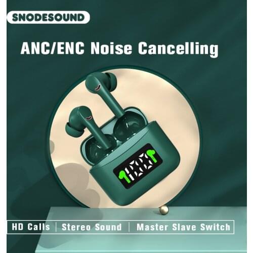 Snodesound J5 True Wireless Earphone ANC ENC Dual Noise Cancelling Bluetooth Headphones Stereo Bass TWS Headset For Sport Phones