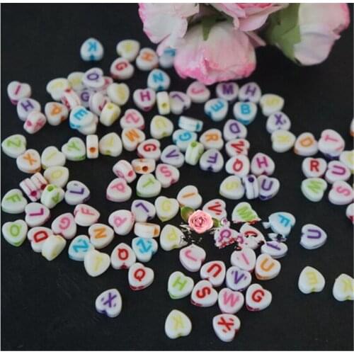 Jewelry Making Beads For Kids DIY Acrylic Crafts Beads Hair Accessory Loom Bands Alphabet Letters Loveheart 7mm About 200Pcs/Bag