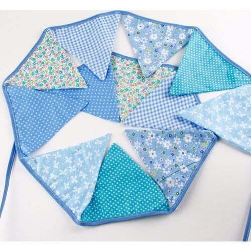 C Triangular Cotton Pennant banner For DIY Party decor and Wedding Decor blue Flags Handmade Personality Christmas Garden Decor