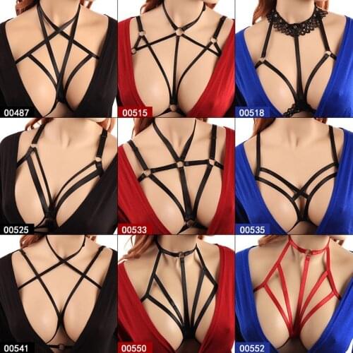 Black Strappy Body Harness Bra for Women Soft Hollow Out Tops Caged Bra Bondage Sexy Lingerie Plus Size Festival Punk Goth Rave