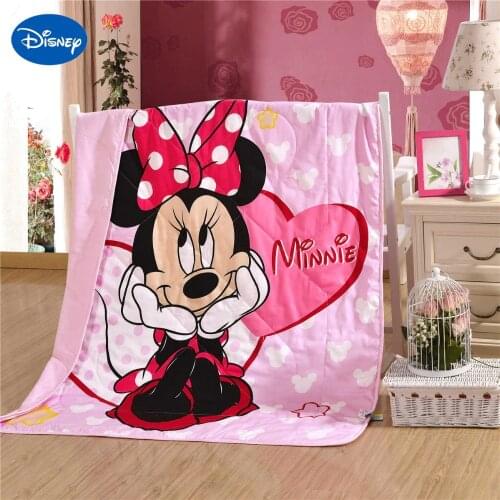 Minnie Mouse Summer Quilts ComforterS Disney Character Bedding Cotton Fabric Wowen 120*150cm Baby Crib Girls Cot Bed Decor Pink