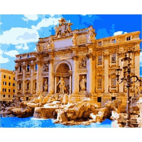 Painting By Numbers DIY Dropshipping Big size Roman city wishing pool Landscape Acrylic House Decoration Art picture Gift