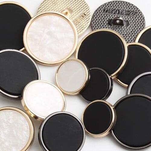 5PCS Metal buttons cashmere coat woolen windbreaker black fashion all-match ladies clothes coat decoration large buttons