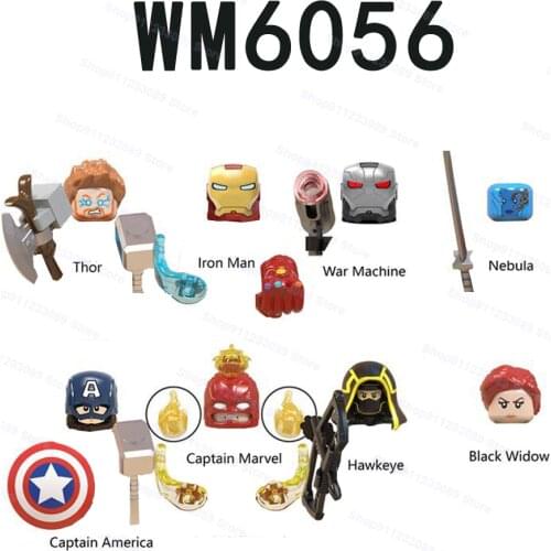 WM6056 8pcs/set Nebula Iron Man Thor Hawkeye series Assemble Building Blocks Bricks Superhero Model Figures Toys Children Gifts