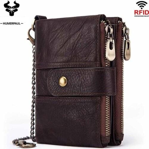 Xiaomi Luxury Cowhide Money Bag RFID Anti-theft Brush Wallet Buckle Zipper Casual Coin Purse Multiple Card Slots Card Holder