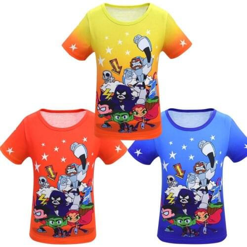 2021 Summer Boys Cartoon Teen Titan, Go! T Shirt Blue 3D Printed Girls Streetwear Children Kids Clothes Baby Funny Tshirt O-Neck