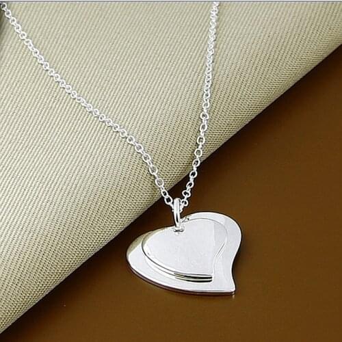 Hot Sale 925 Silver Necklace Romantic Love Heart Women Necklace Pendant Fine Jewelry for Birthday Gift