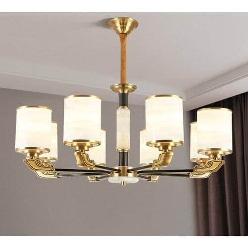 2021 New Chinese Style All Copper Chandelier Living Room Lamp Bedroom Dining Room Villa Modern Minimalist Living Room Led Lamps