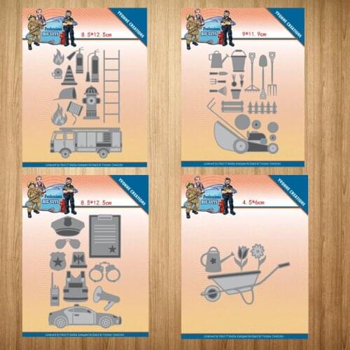 Metal Cutting Dies Car Fire Truck Trolley Handcuffs Flower Craft Handmade Knife Mould Blade Punch Stencils Dies Cut Scrapbooking