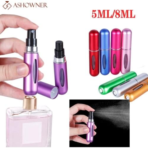 ASHOWNER 5ml/8ml Refillable Perfume Spray Bottle Aluminum Perfume Atomizer Spray Bottle Travel Container Perfume bottles NEW