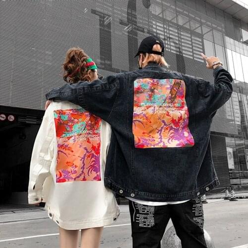 2020 Fashion The New Loose Color Printing Denim Jacket Free Shipping