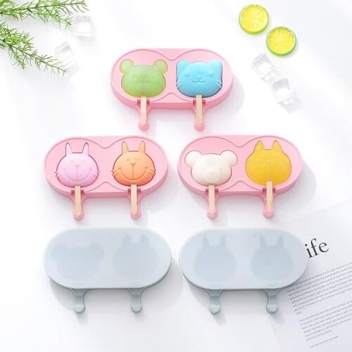 Cartoon Silicone Ice Cream Mold DIY Handmade Creative Ice Cream Popsicle Stick Ice Mold Homemade Ice Tray Chocolate Mold