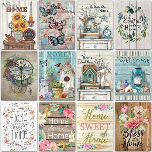 DIY Painting By Numbers Cartoon flower butterfly HandPainted Oil Painting Drawing On Canvas Unique Gift Home Decoration