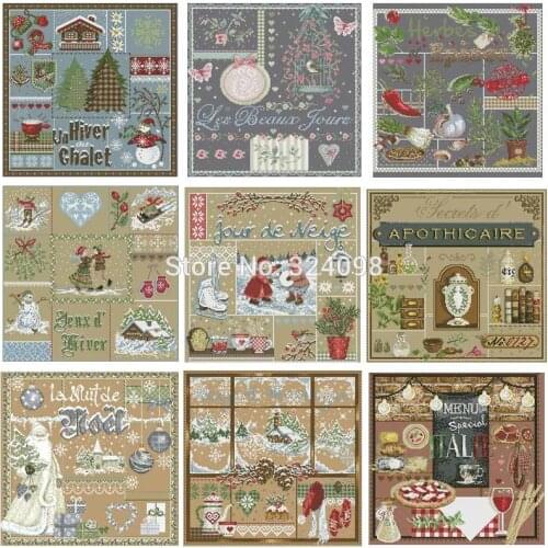 Lafite Series 4 patterns Counted Cross Stitch 11CT 14CT color Aida DIY Chinese Cross Stitch Kits Embroidery Needlework Sets