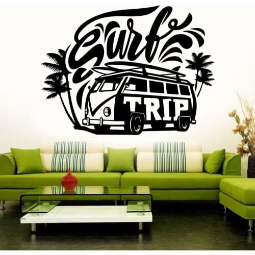 Surf Vacation Trip Wall Sticker Decal Surfing Sports Sticker Home Living Room Art Decoration Removable A003121