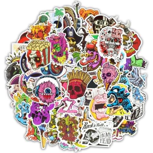 Mix Stickers for Punk Decor Bedroom Mirror Wall Sticker for Kitchen Decoration Skull Terror Mix Stickers on the Fridge 150 PCS