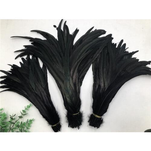 50-1000Pcs Black Rooster Tail Feathers 25-45CM 10-18" Pheasant Feathers for Crafts Wedding Decoration DIY Clothes Plumas