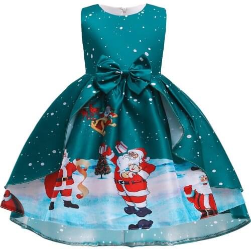 2 4 6 8 10 Years Girl Dress Christmas Party 2020 Sleeveless Printing Children Clothes Kids Dresses For Girls New Year Clothing
