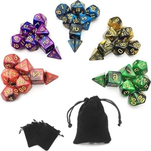 49 Pcs Resin Assorted Polyhedral Dices with Pouch for DND RPG MTG Game Toys D4 D6 D8 D10 D% D12 D20