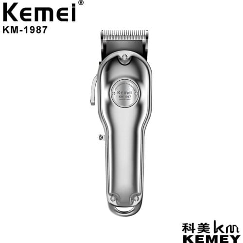 Kemei 1987 Professional Electric All Metal Hair Clipper Powerful Cordless Hair Trimmer Men Silver Gold Haircut Machine Barber