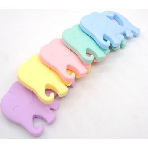 Chenkai 10PCS Silicone Elephant Teether Soft Baby Pacifier BPA Free For DIY Baby/Infant Nursing Chewing Teether Pendant Necklace