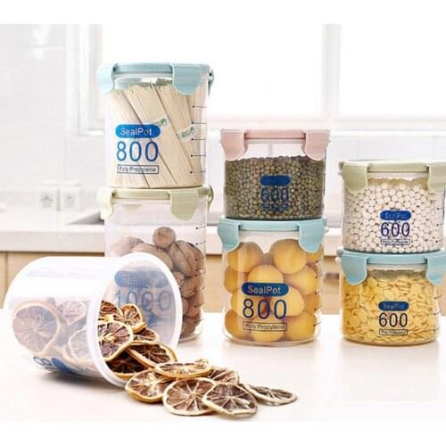 Clear Airtight Canister Kitchen Storage Bottles Jars Food Container Grains Tea Coffee Beans Candy Jar Containers with Clip Top