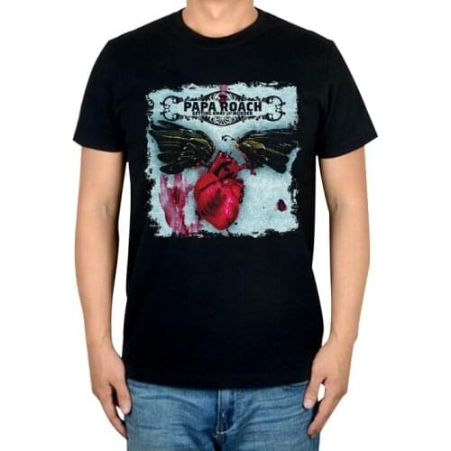 Heart Wing Papa Roach Punk skateboard Rock Band T shirt 3D mma camiseta fitness 100%Cotton Heavy Dark Metal ropa mujer