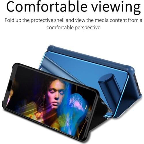 2021 New Clear View Smart Mirror Flip Foldable Stand Cases For Huawei P Smart 2019 2020 P Samrt Z Intelligent Wake Cover