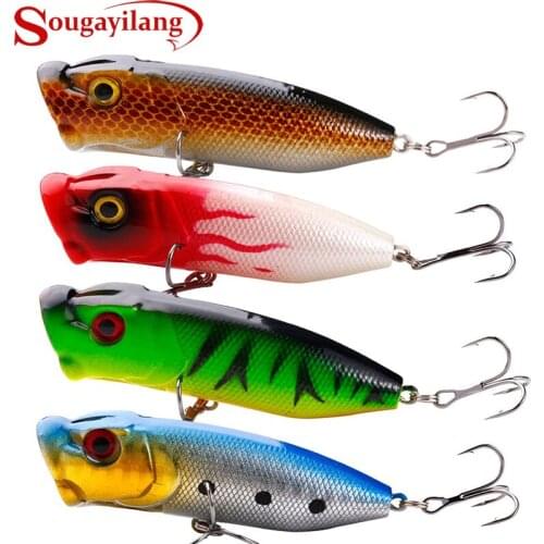 Sougayilang 4Pcs Popper Fishing Lures 10.2cm Crankbait Artificial Wobbler Hard Baits Topwater Minnow Fishing Lure Peche Leurre