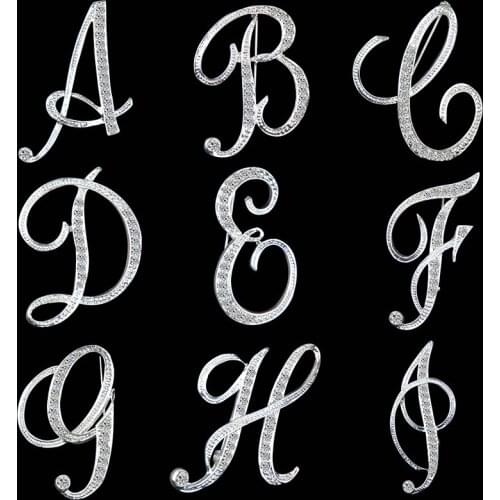 Rhinestone Alphabetical Letter Brooch Jewelry Gifts Fashion Creative Unisex Crystal English 26 Letter Design Brooches Pins