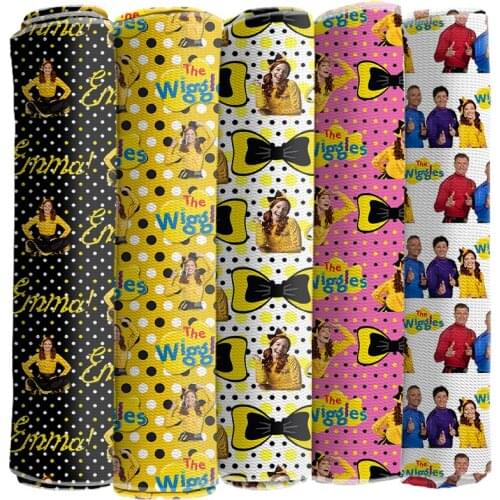 Bullet Polyester Cotton Fabric Printed Wiggle Character Cartoon Stretch Cloth 50*145cm for DIY Craft Dress Home Textiles Bows