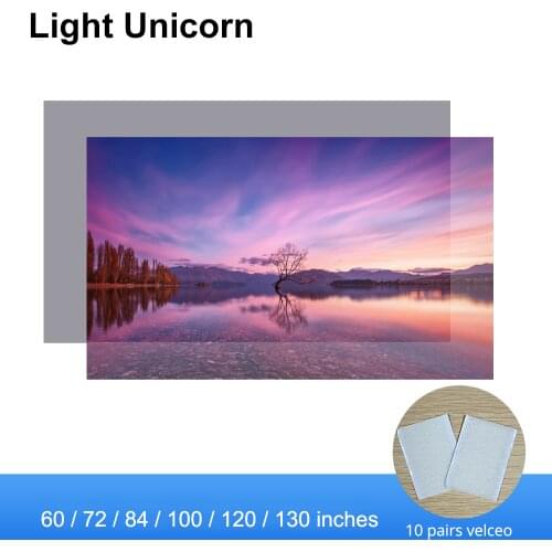 Light Unicorn High Brightness Reflective Projector Screen 100 120 130 inches 16:9 Fabric Cloth for Espon XGIMI Mijia home cinema