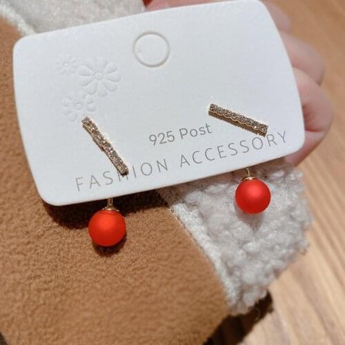 Spring Lady Red Pearl Pendant Earrings Hanging Fashion Simple Female Jewelry Earrings exquisite High Quality modern Jewelry