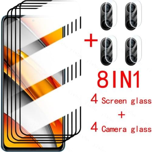 8 in 1 Tempered Glass For Xiaomi Poco F3 Poco M3 Pro 5G X3 NFC F2 Pro M2 Screen Protector Camera Lens Film For Poco X3 Pro Glass