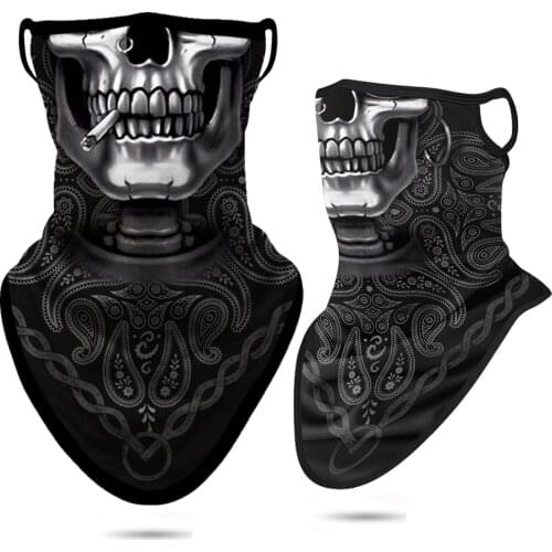 Skull Balaclava Headband Paisley Neck Gaiter Tube Buff Earloop Face Mask Windproof Bicycle Face Scarf Mask Halloween Men Women