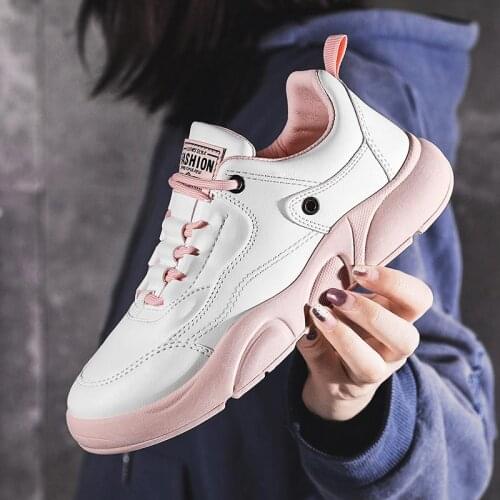 PU Leather Womens Summer Sports Shoes White Sneakers Woman Running Shoes Ladies Sport Shoes Female Pink Footwear Runners A-1505
