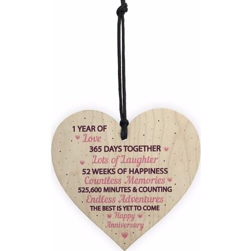 Sign for Wife 1st Wedding Anniversary Wooden Heart First Wedding Anniversary Signs for Women Christmas Gift