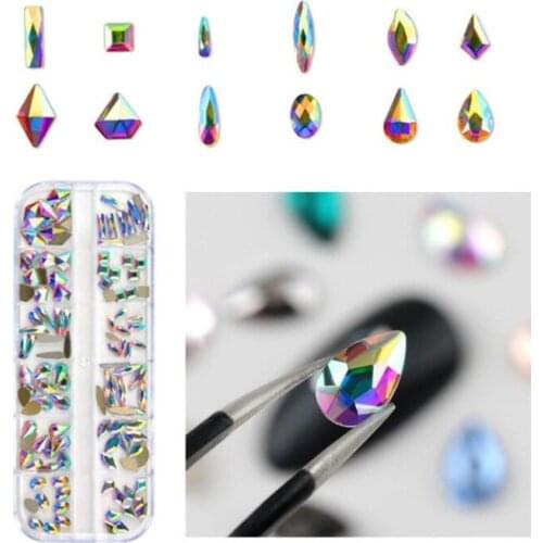 1 box Nail Art AB crystal sticker nail colorful Rhinestone decoration design accessories manicure tools