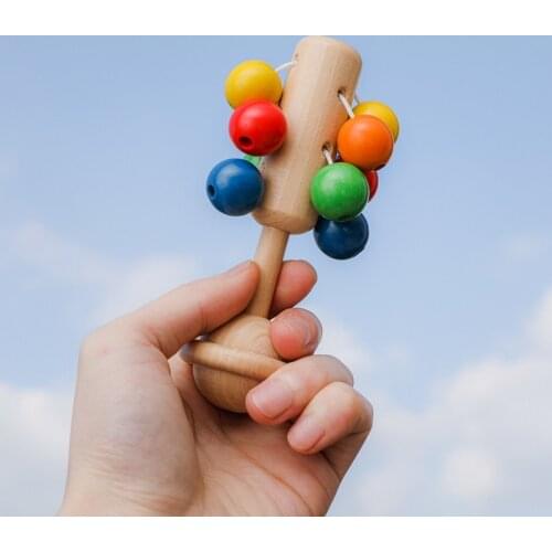 1 PCS Wooden Rattle Toy For Newborn Baby Grasp The Bell Traing Vision Educational Toys Gifts