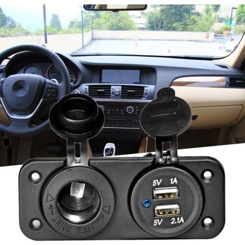 12V Auto Dual USB Cigarette Lighter Socket 1A/2.1A Car Boat Motocycle Tractor Adapter Charger Digital Voltmeter Car Accessories